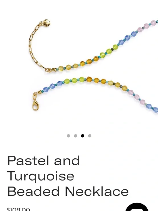 Mayamar Pastel, 24 karat gold and Real Turquoise Beaded Necklace NEW $108 MSRP - Picture 9 of 13